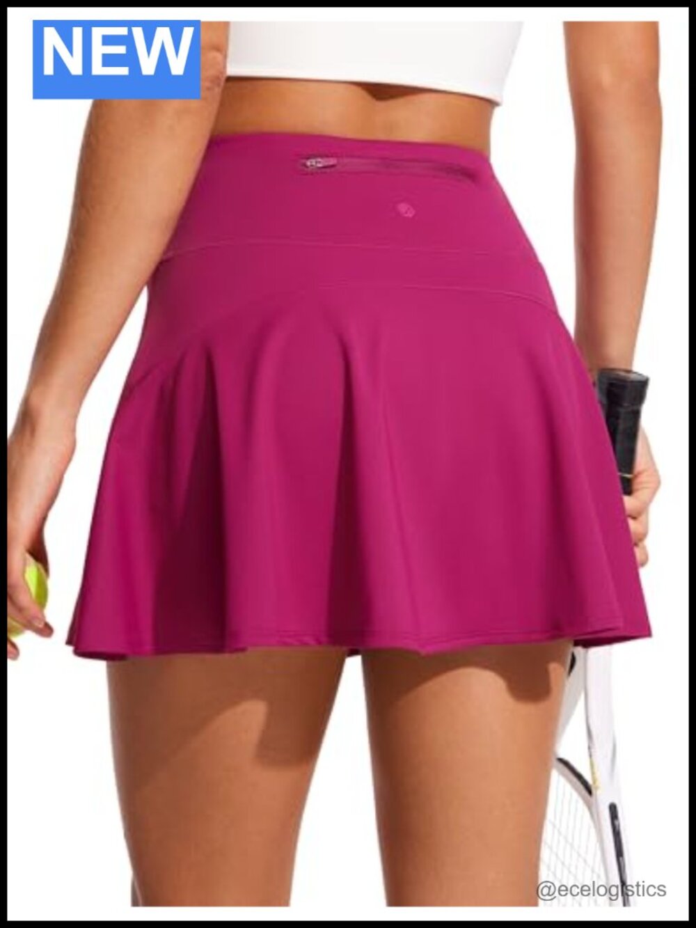 Tennis Skort with Built-in Shorts, UPF 50+ Protection, High Waisted, 14" Length